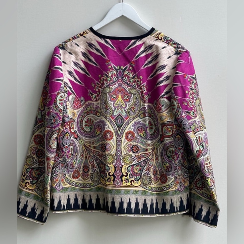 Etro Vibrant Paisley  Jacket with Pink, Green and Black Accents. - Picture 2 of 8